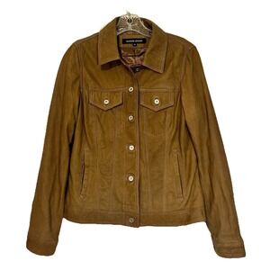Wilsons Leather Chloe Trucker Jacket Womens Size Medium Retro 90s Biker‎ Brown